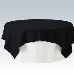 Casarent: Zwarte tafellinnen van 2m20 op 2m20 voor een ronde tafel van 1m50