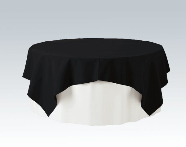 Casarent: Zwarte tafellinnen van 2m20 op 2m20 voor een ronde tafel van 1m50